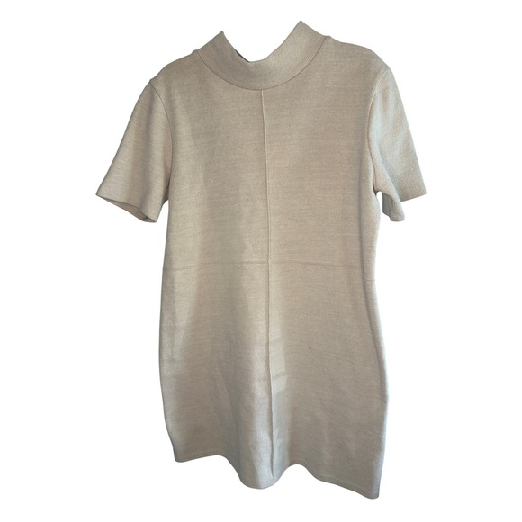 Zara Dresses & Skirts - ZARA Women's‎ Beige Mock Neck Short Sleeve Mini Dress Size M